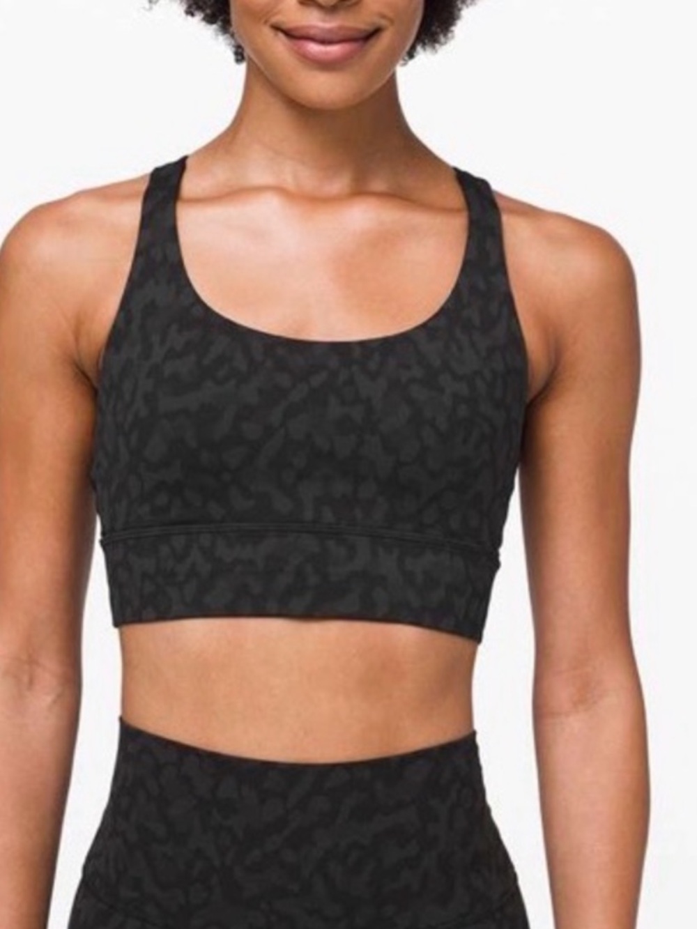 lululemon athletica Long Line Energy Bra in Black Jacquard